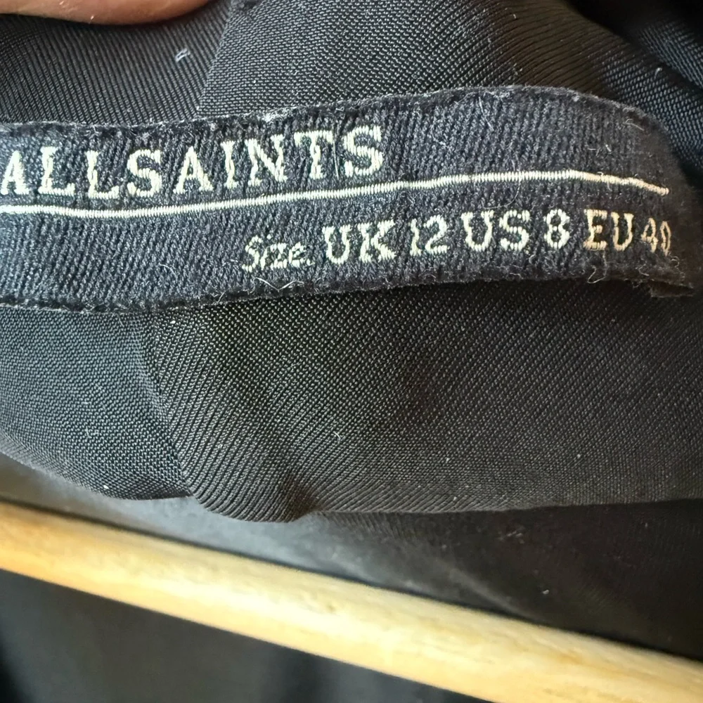 ALLSAINTS Amei Long Sleeve Dress Drape Black Cowl Elegant Contemporary 8 - Picture 4 of 6